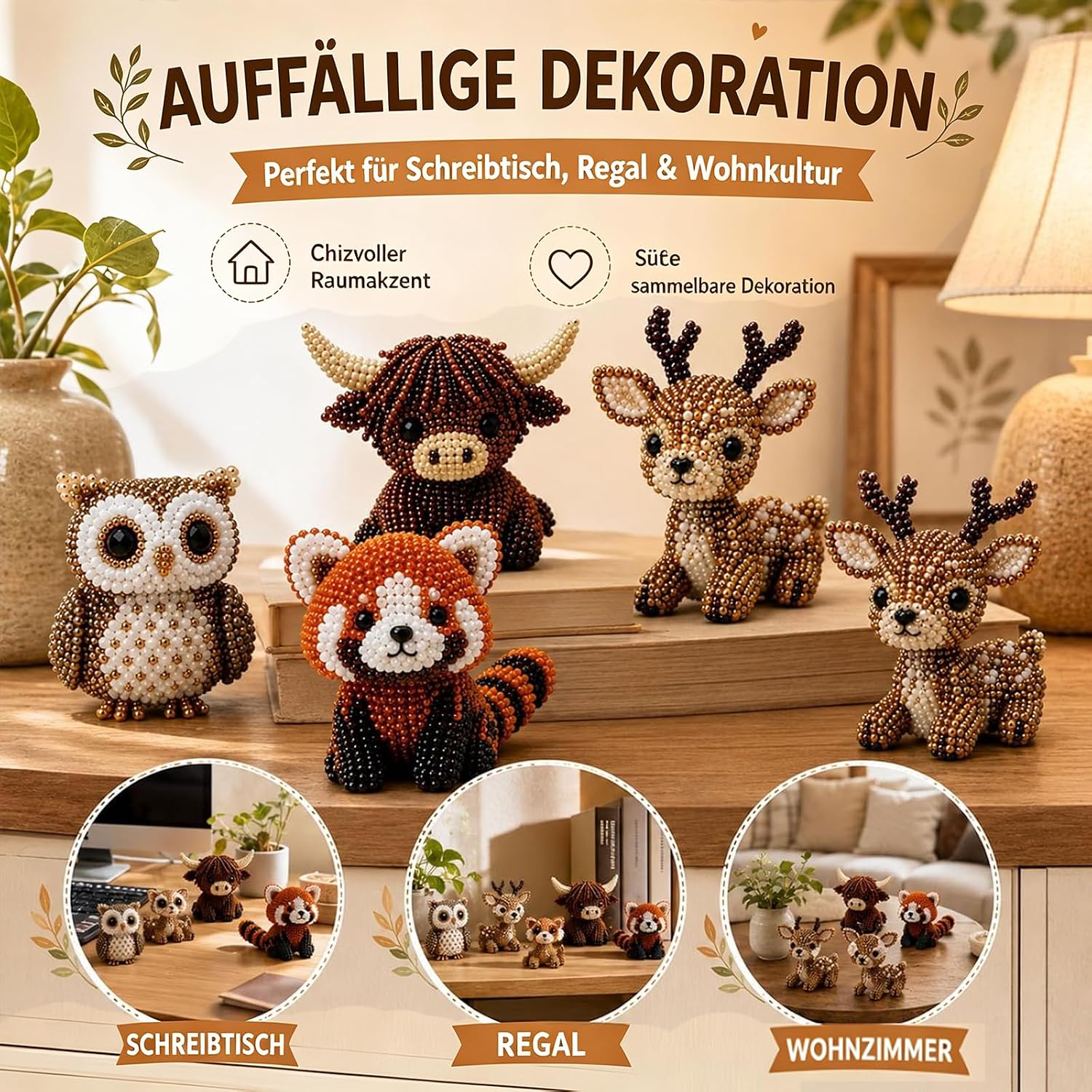PjuQow Pearl Animals Craft Set, 3D Beads Animals DIY Set Adults – Bild 5