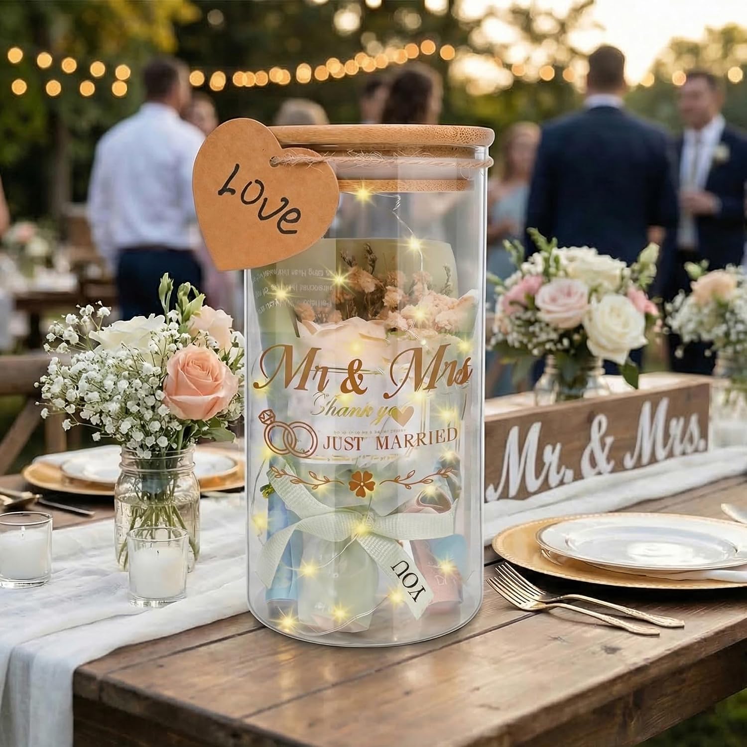 LED Bottle Light Wedding, Bottle Light Wedding Money Gift, Light Bottle for Bride and Groom, Fresh Lovers, Wedding Anniversary Gift, Engagement Gift, Wedding Gift, Birthday Gifts – Bild 7