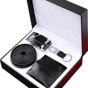 Men's Gift Set, Wallet + Belt + Keyring Gift Set for Men, for Father's Day, Valentine's Day or Christmas