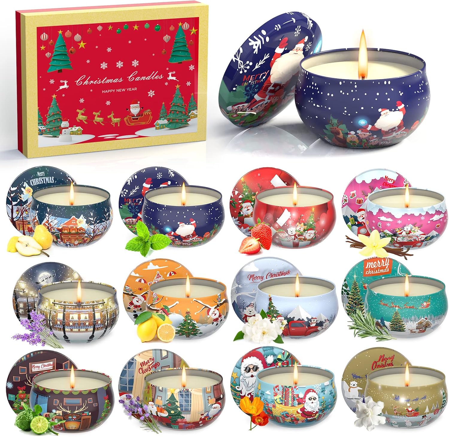 Primevolve Scented Candles Gift Set 12 Pieces 2.5 Oz, Birthday Gift for, Gifts for Christmas, Anniversary, Bathroom, Yoga, Small Gifts for