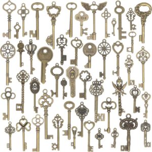 50pcs Vintage Skeleton Key Charms DIY Pendant Bronze