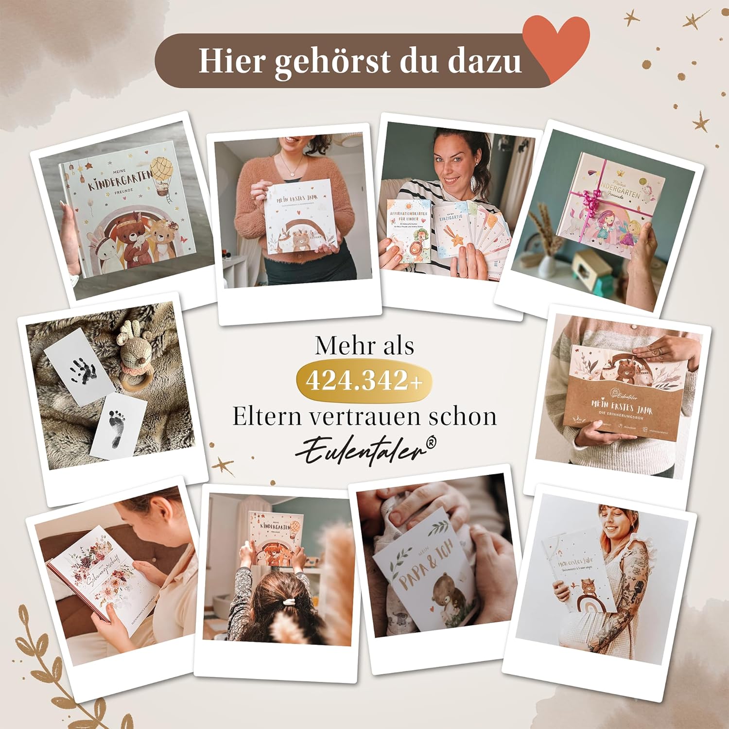 EULENTALER Baby Album Boho My 1st Year [with Linen Cover and Gold Embossing – Bild 7