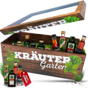 Longfair Men’s Herb Garden, Funny Gift with Alcohol, 8 x Herbal Liqueur for Men and Women, Jägermeister, Kümmerling and Much More