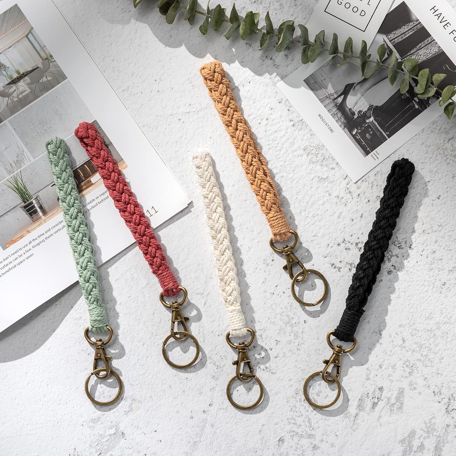 Aoksunova Pack of 2 Key Rings Macrame Bracelet Lanyard Women Key Chain Short Boho Lanyard – Bild 3