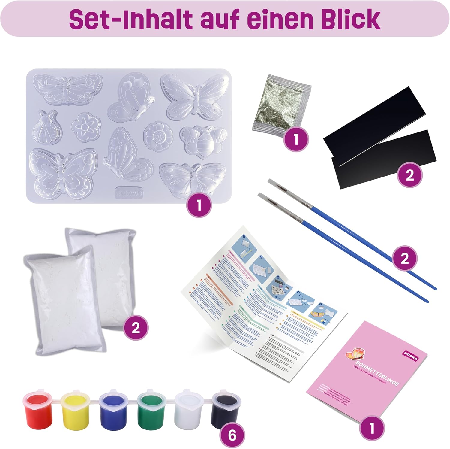 Smowo 10 Butterfly Plaster Figures for Casting and Painting, Girls' Craft Set for Casting Plaster with 10 Figures for Children, Gift for Crafts – Bild 3