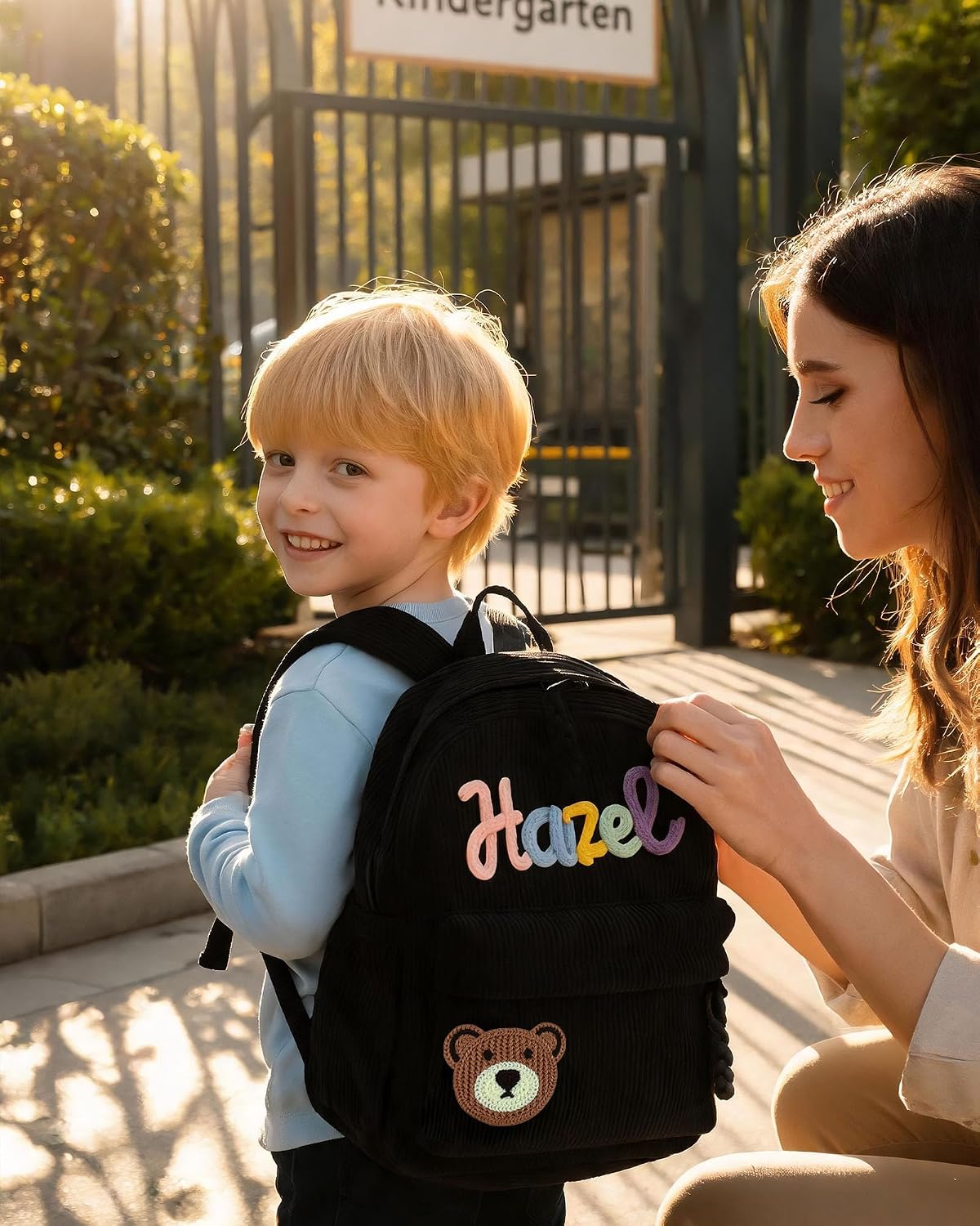Children's Backpack Nursery Personalised with Name for Girls Boys, pink, Designer – Bild 5