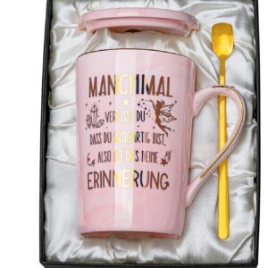 Thank You Gifts for Women, Inspirational Birthday Gift for Her, Wife, ‘You Are Great’ Thank You Gift Mug, 400 ml Pink Marble Mug with Gold Print, Lid, Greeting Card, Spoon, Gift Box