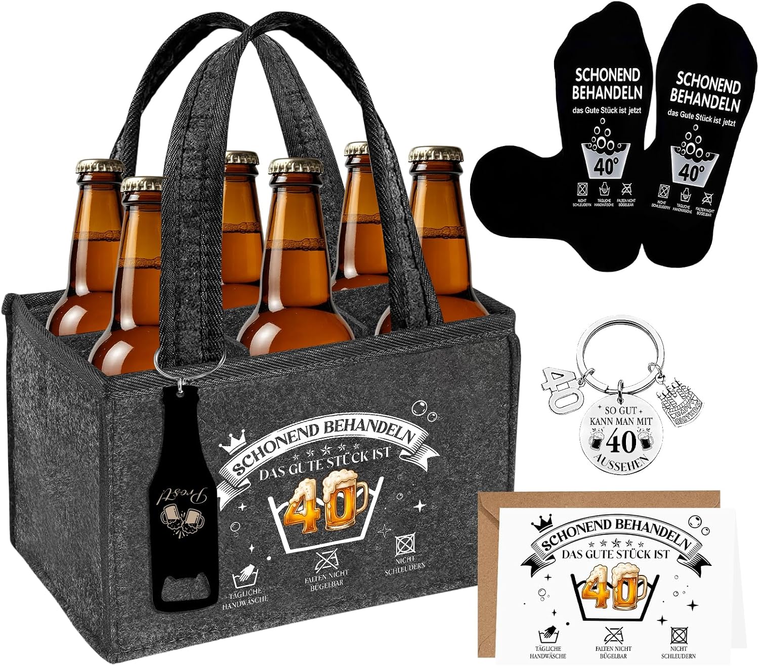 Men's Handbag Beer Gift Set, 40th Birthday Men, for 6 Bottles of Beer