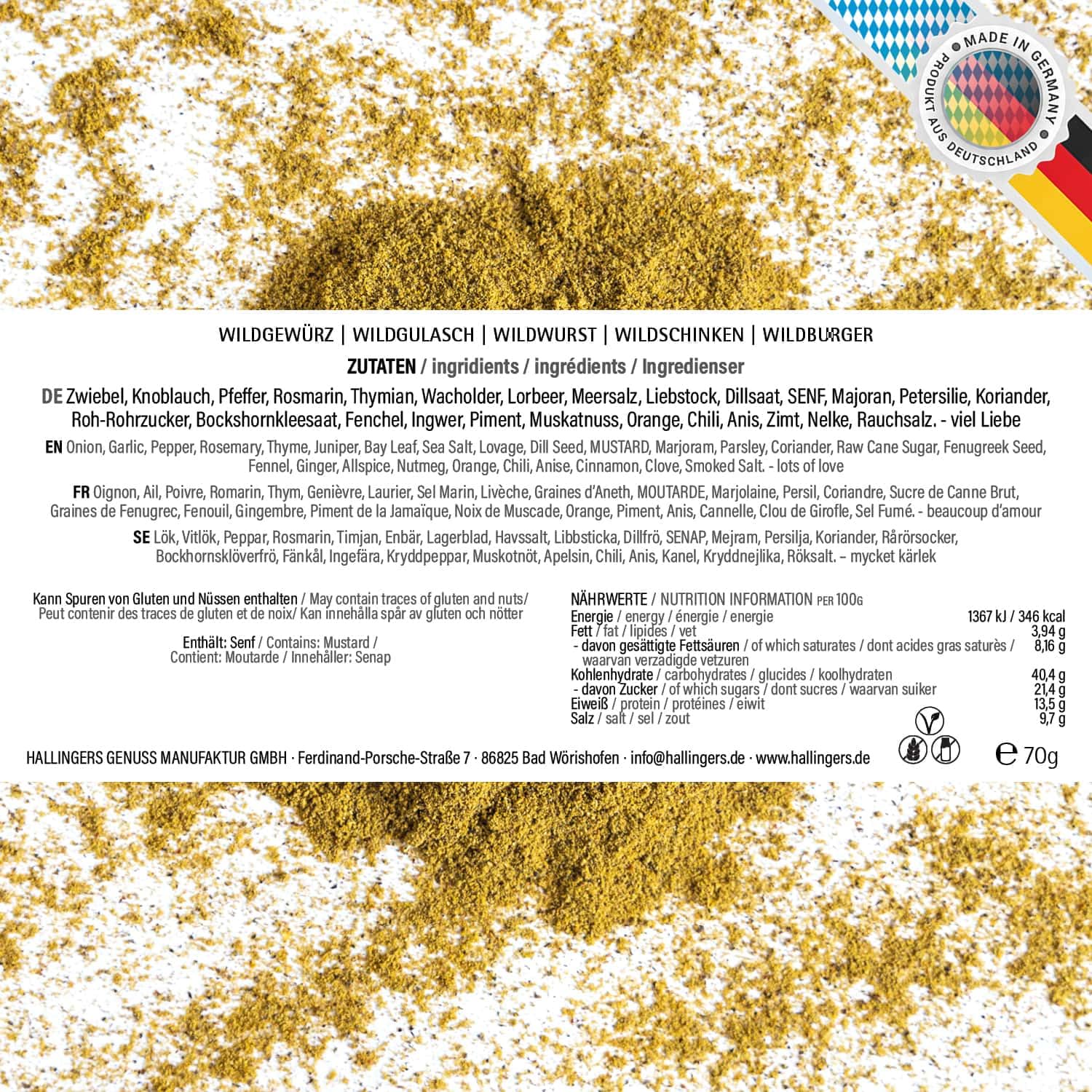 Hallingers Genuss Manufaktur Spice Hunter Gift Set – 5 Spices from around the World in High-Quality Gift Box with Recipe Booklet "Waidmannsheil", Hunting Gift Idea for Hunters – Bild 6