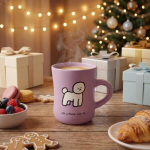 OHAANYY Ceramic Coffee Mug 350 ml with Handle Purple