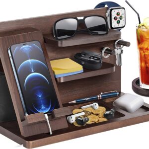 Gifts for Men, Wooden Phone Docking Station, Watches, Wallets, Bedside Organiser Gift Husband, Gift for Him, Father, Brother, Christmas, Anniversary, Birthday Gift for Men, Dad Gifts