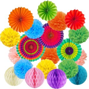Cocodeko Tissue Paper Pompoms Paper Fans and Honeycomb Balls Decoration Paper Kit for Birthday, Wedding, Baby Shower, Parties, Main Decorations