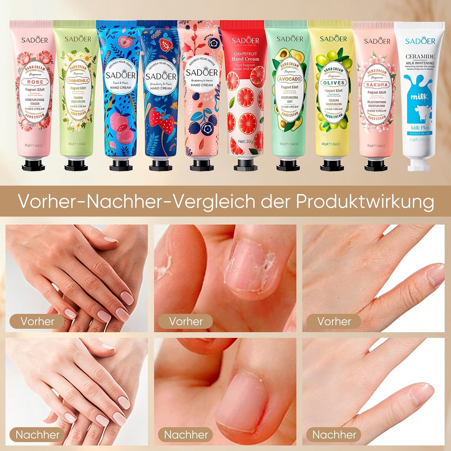 30-Piece Hand Cream Set Mother's Day Gifts for Mum - 10 Fragrances Hand Care with Greeting Cards & Bag - Gifts for Mother's Day & Best Mum Set Women Thank You Package – Bild 5