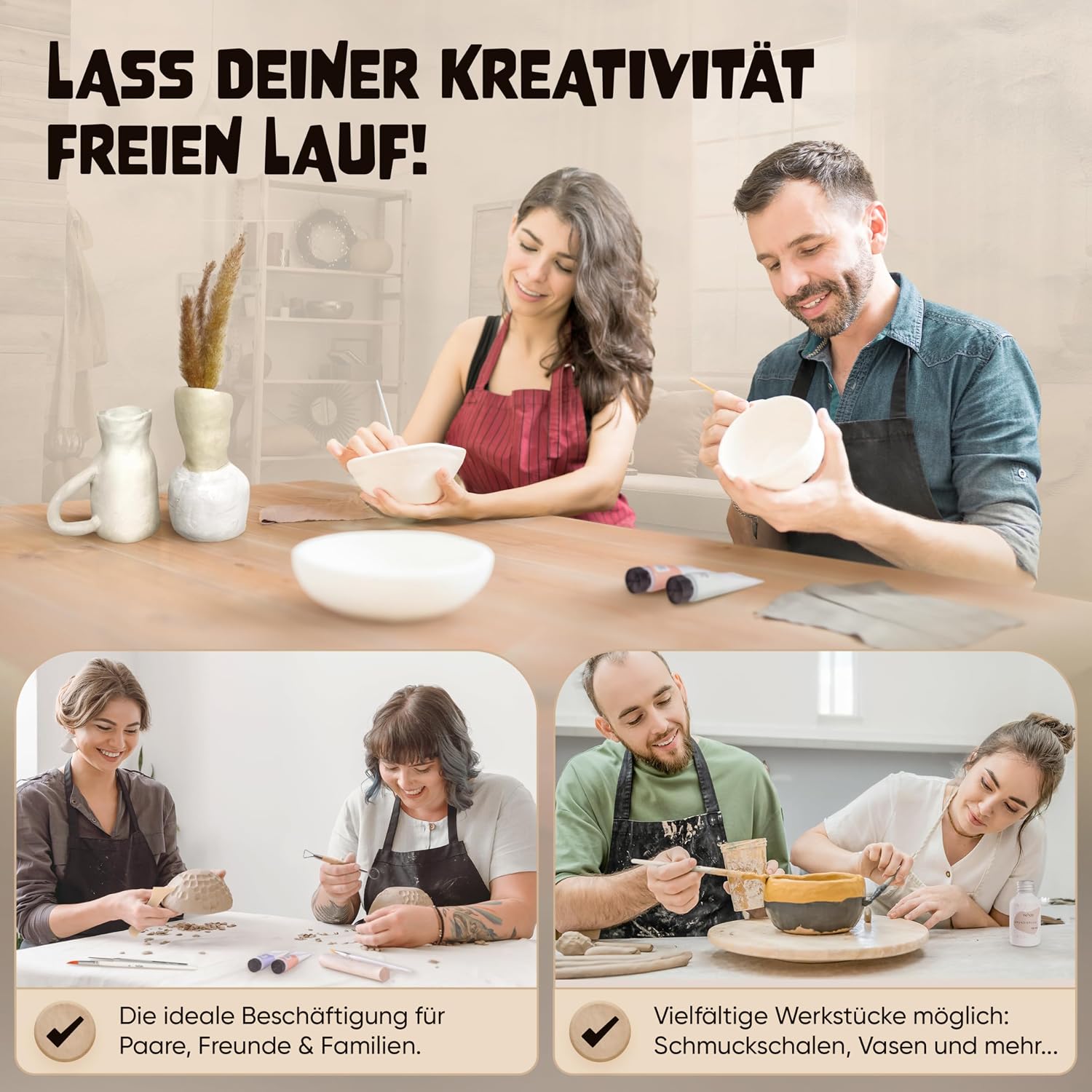DIY Pottery Set for Home - Starter Set Crafts and Pottery (from 14 Years) - Clay Set Creative Pottery - Air-Drying Clay - Air Dry Clay - Pottery Set Gift – Bild 5