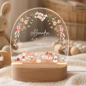 VILLA ROSA LOTTA Personalised Night Light for Babies with Name – Individual Gifts Baby – Gift for Birth Girl and Boy Personalised – Bedside Lamp for Birth