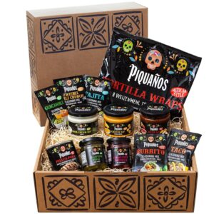 Piquaños Mexico Box 2.0 - 14-Piece Tex-Mex Set with Wheat Wraps, Pulled Pork, Dips, Sauces & Spice Mixes - Make Burritos, Tacos & Fajitas Easily Yourself