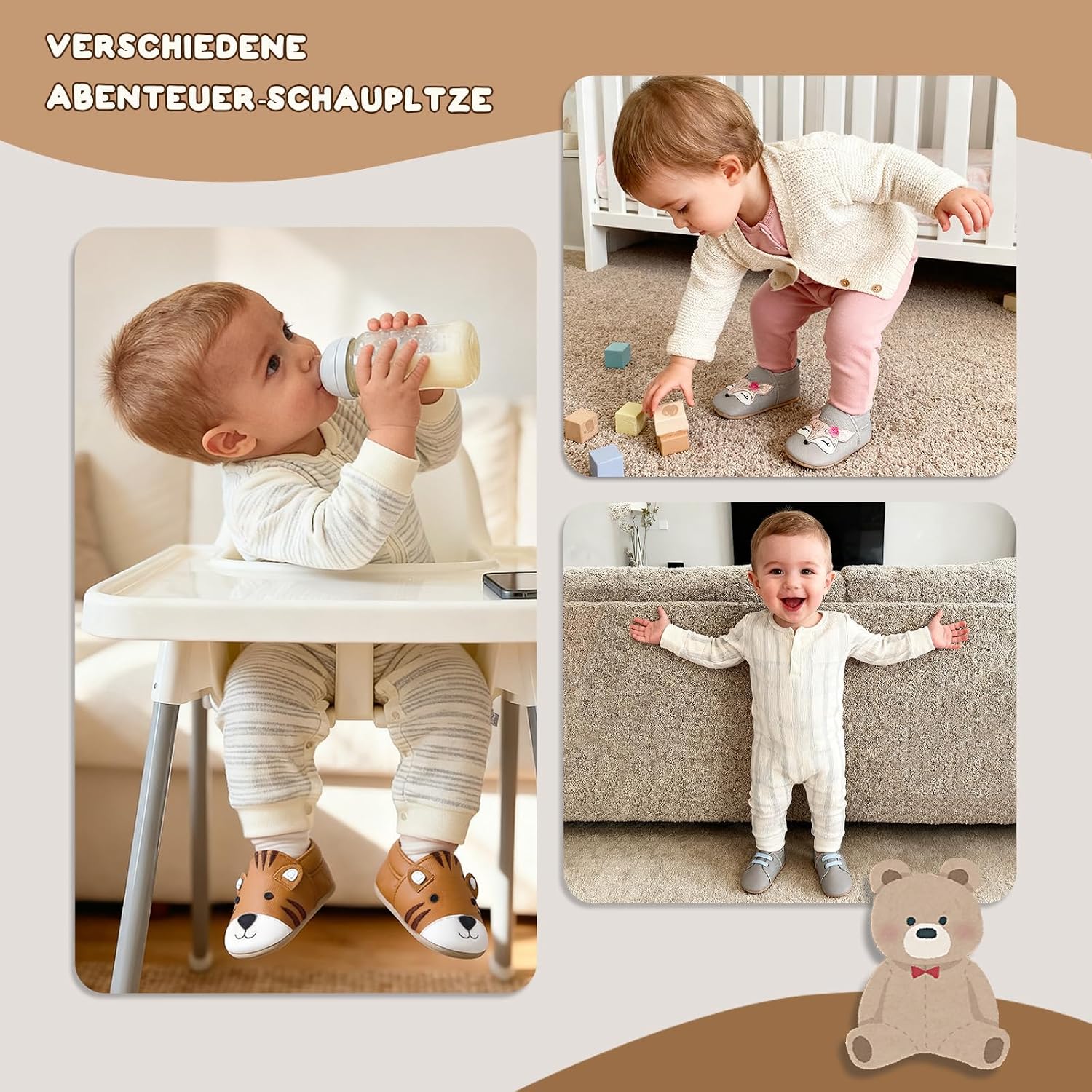 IceUnicorn Crawling Shoes Baby First Walking Shoes Soft Leather Boys Girls Leather Shoes Babies Non-Slip Crawling Shoes with Rubber Sole Baby Shoes – Bild 6