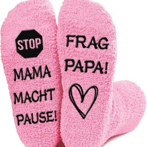 Socks Gift Mum 38-41 Non-Slip Cotton Funny Socks Women Mama Makes Break! Frag Papa! Gift for Women for Valentine's Day, Mother's Day