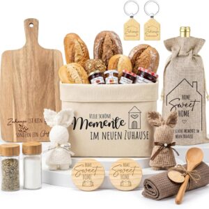 Housewarming Gifts Flat Set for Couples, Bread Basket & Wooden
