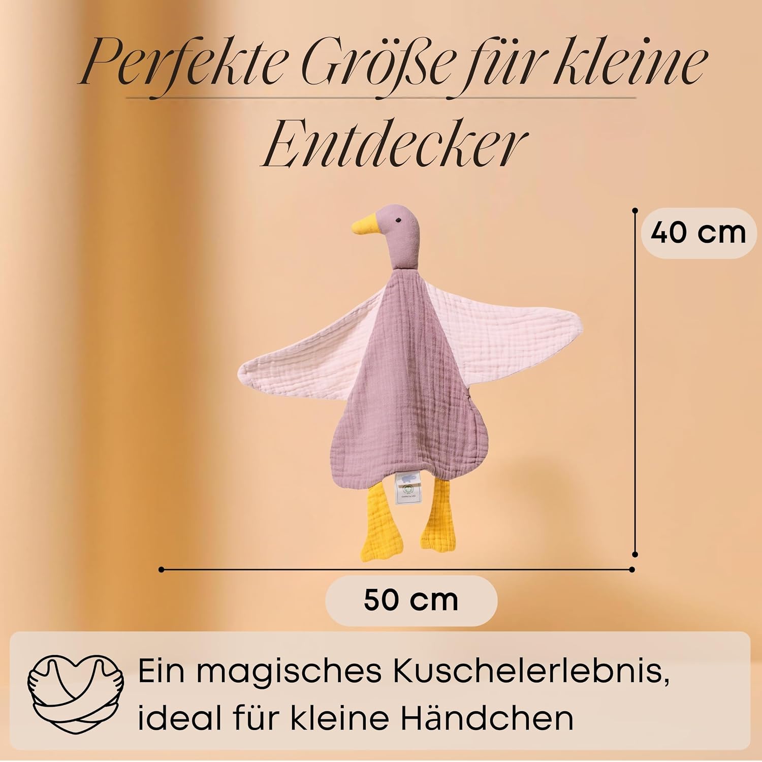 Baby Muslin Comforter - Organic Cotton & Oeko-Tex - Cuddly Toy Duck - Gift for Birth, 4-Ply, Extra Soft, for Newborns, Boys & Girls, Washable, as a Cuddle Blanket – Bild 6