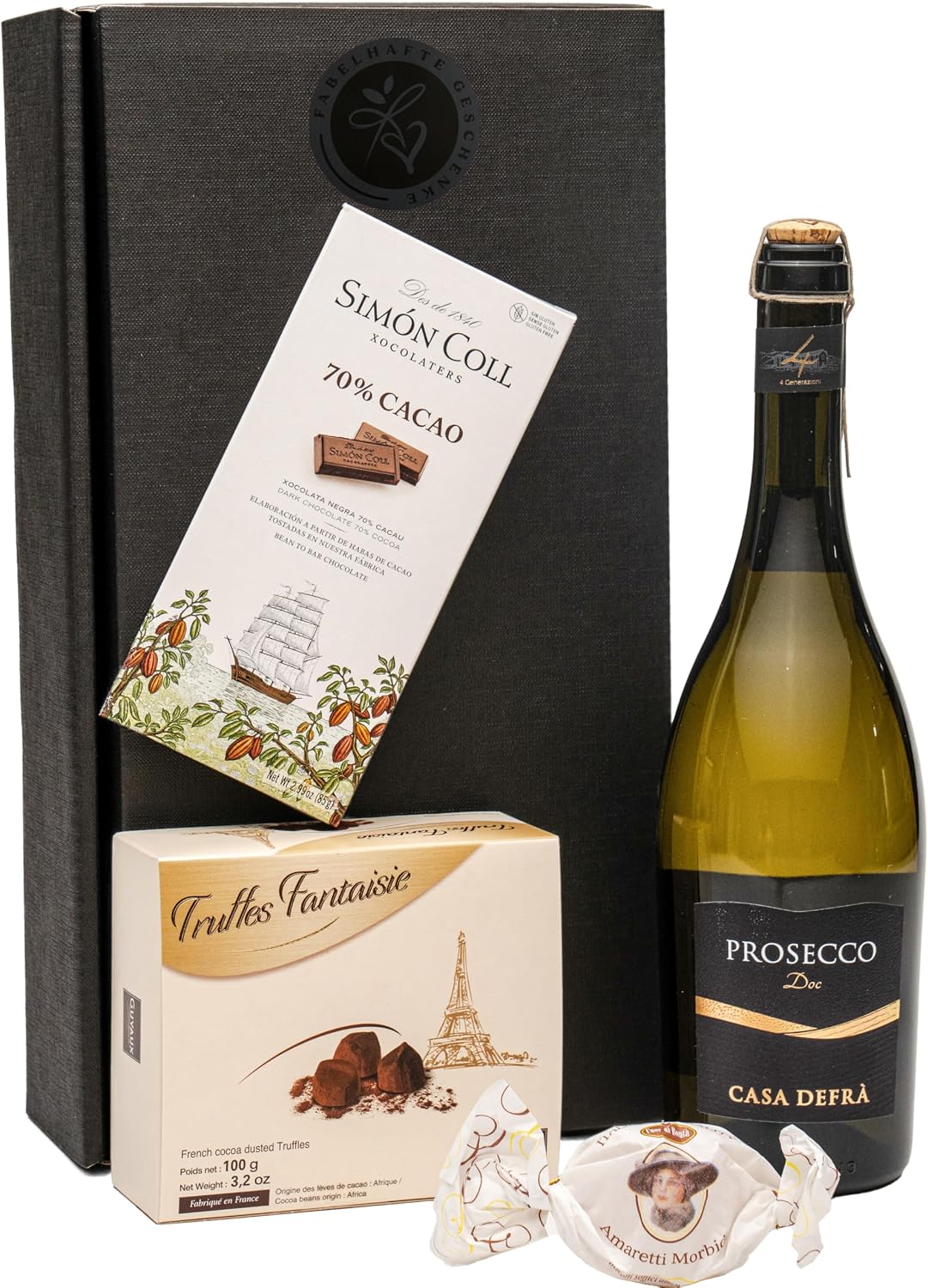 Prosecco DOC Gift Set with Chocolate Truffles and Dark Chocolate