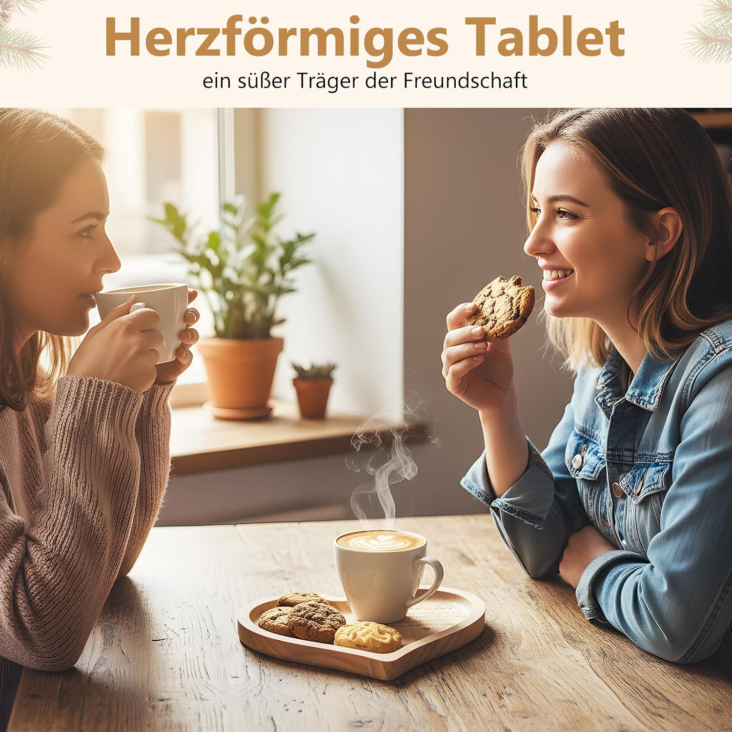 Geiserailie Gifts for Girlfriend, Heart Shaped Wooden Tray with Engraving – Bild 4