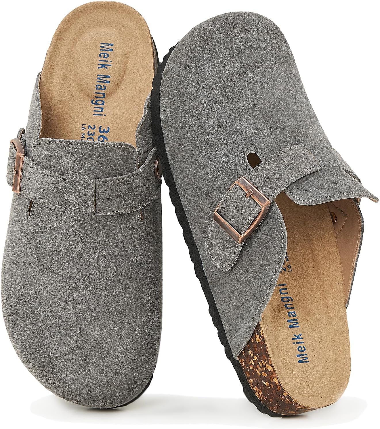 Meik Mangni Suede Clogs for Men and Women Comfort Potato Shoes with Arch Support Women Made of Leather Non-Slip Mules with Soft Cork Footbed, Size 36-47 EU