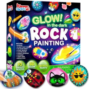 Joyin Stones Painting Set, Craft Set, Children from 6-12 Years, Creative Stone Painting, Craft Set, Stones Painting Set for Children, Crafts, Gift, Girls 6 7 8 9 10 11 12 Years, Glow in the Dark