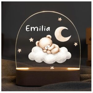 Gift for Birth Girl - Night Light Children Dimmable - Night Lamp Personalised Bear - Meaningful Gifts for Birth - Baby Gifts for Birth - Personalised Lamp Children - Night Light Baby -