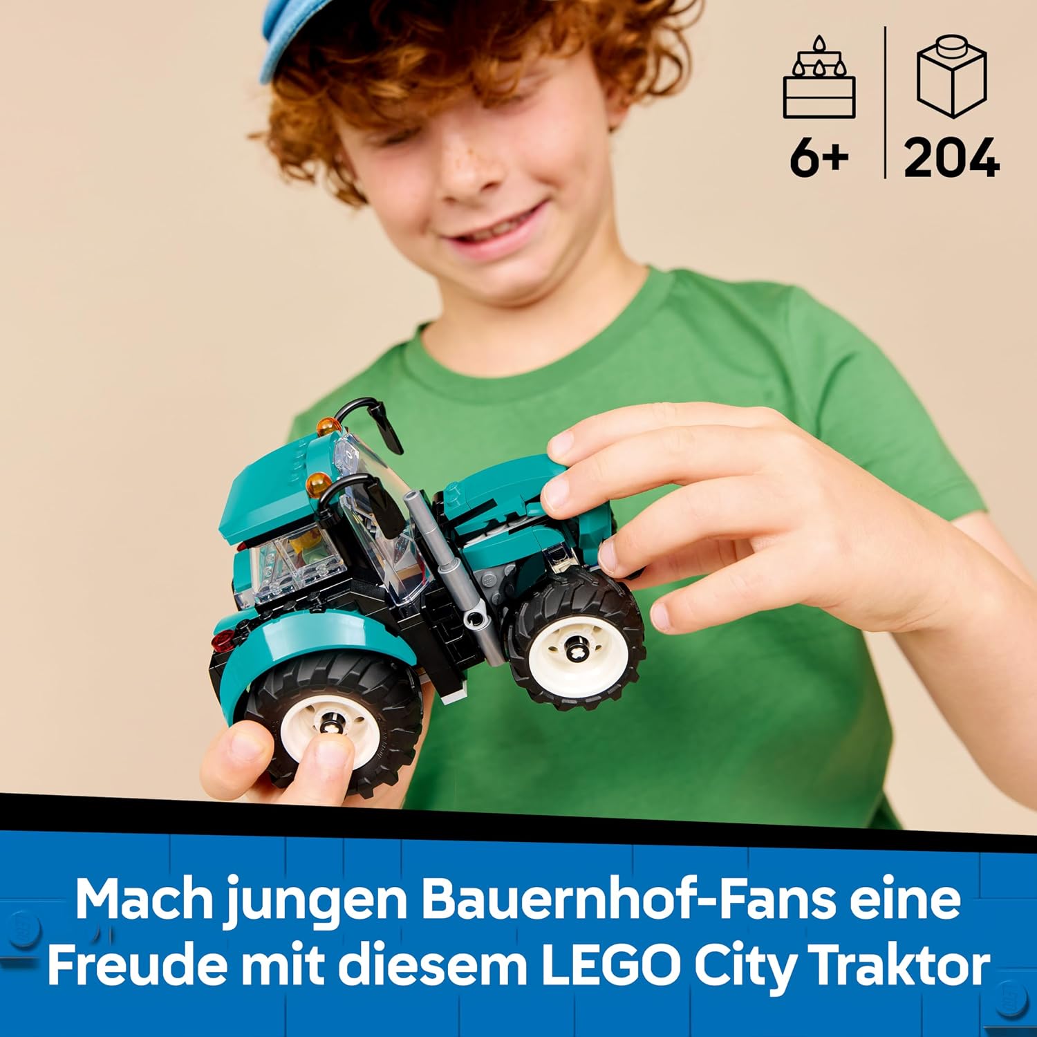 LEGO City Tractor, Toy Farm Vehicle, Model Building, with Farmer Mini Figure, Birthday Gift for Boys Aged 6 Years and Over and Technology Fans, 60498 – Bild 2