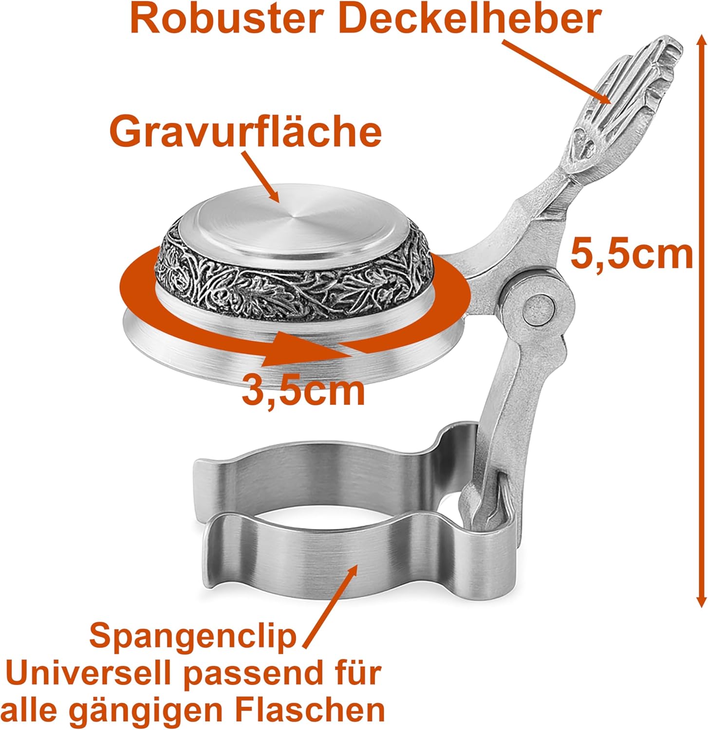 Personalised Tin Lid for Beer Bottles with Desired Engraving - Handmade in Germany - Elegant Pure Pewter Bottle Lid - Gift for Dad, Grandpa & Beer Lovers - Tradition & Quality – Bild 3