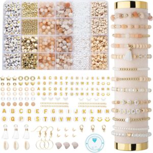 Natural Amazonite Beads for Bracelets Gemstone Beads Set for Threading Kit Bead Set Beads for DIY Bracelets Make Yourself Jewellery Necklace Earrings Chain for Children Adults (Pink)