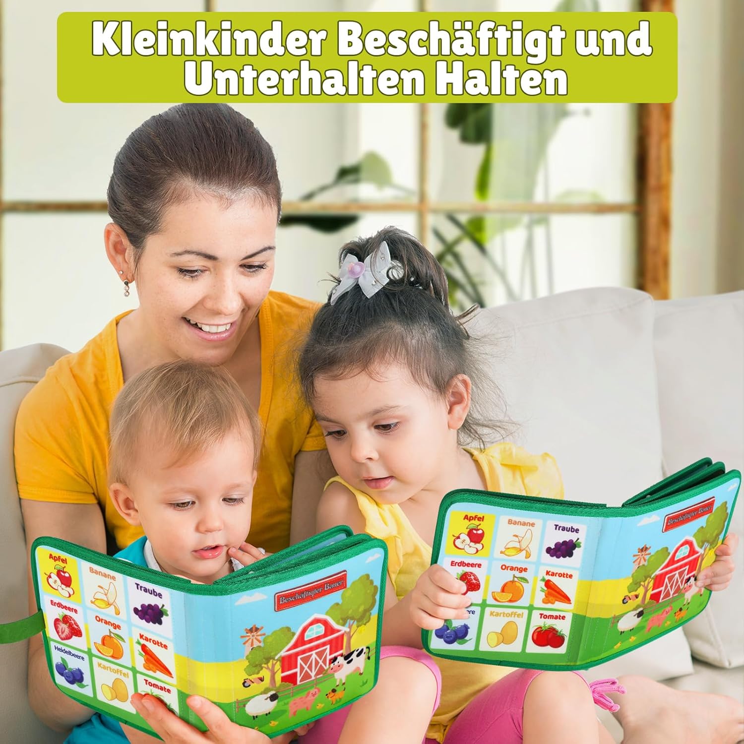 Quanquer Montessori Busy Board German Toy from 1 2 3 4 Years - Farm Book for Early Education Car & Plane Drives - Birthday Holiday Easter Children's Day Gifts for Toddlers – Bild 5