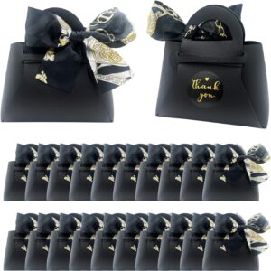 DUGYIRS Pack of 20 Gift Bags with Satin Ribbon 12 x 13 x 5 cm (Black)