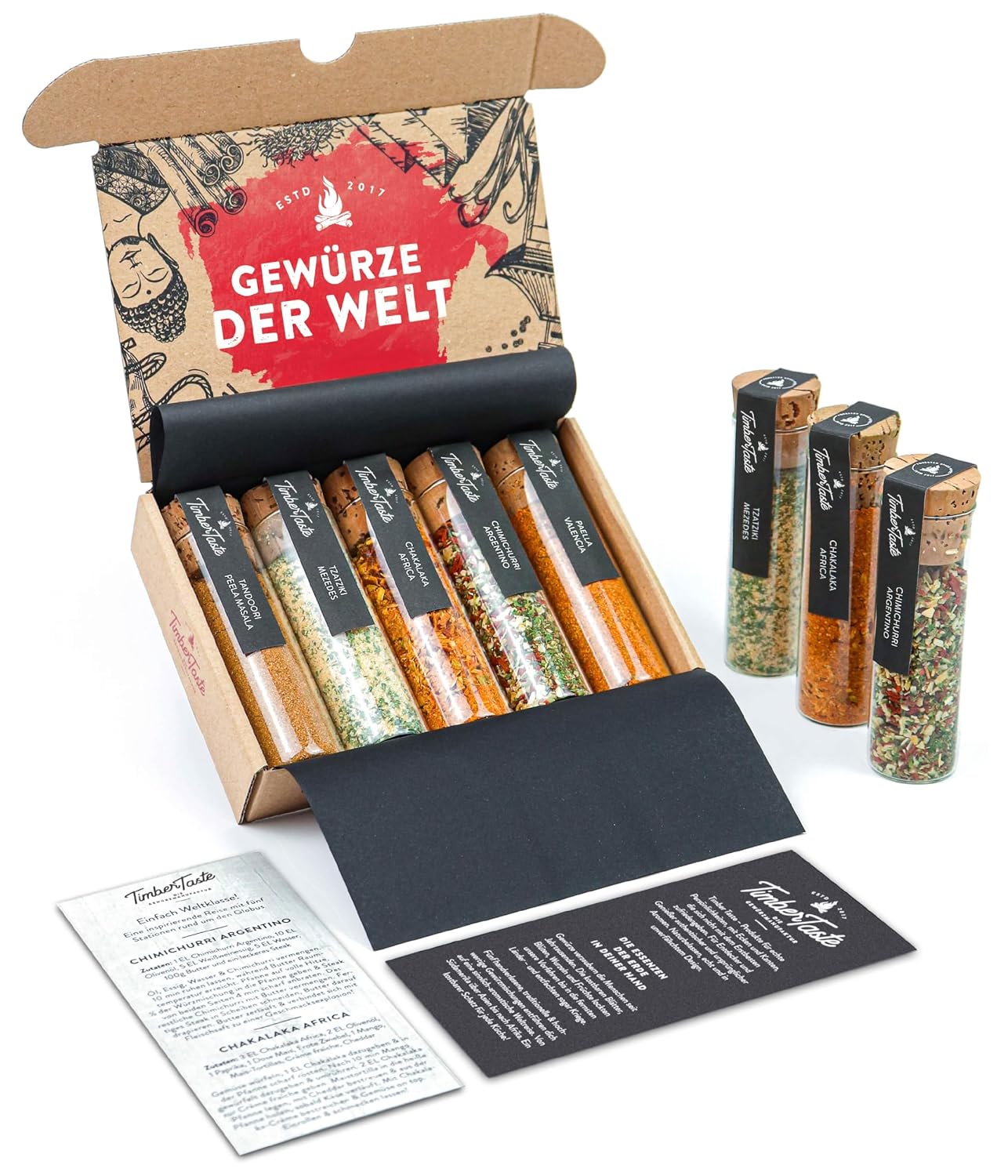 5 Spices from Around the World, Spice Gift Set with Spice Dictionary (PDF) (English not Guaranteed), Special Spice Set Gift, 5 Rare Spices in One Spice Set, Gift for Chefs, Exotic Spices