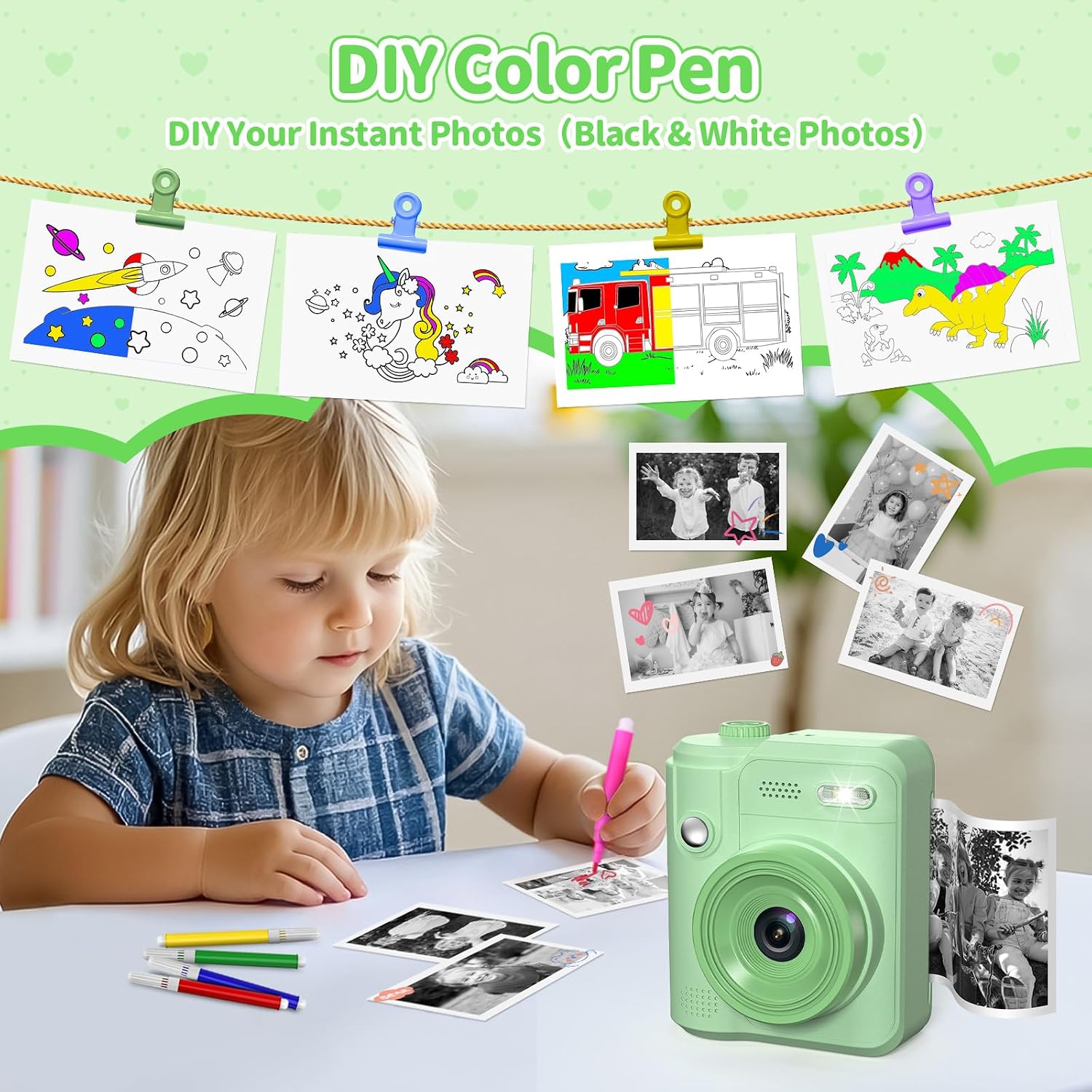 Gofunly Instant Camera Children's Digital Camera with 32G Card and Printer – Bild 5