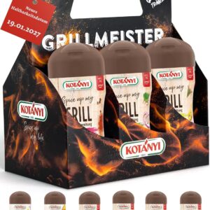 KOTÁNYI Grill Spice Gift Set – 6 Holders – Gifts for Men – Grill Accessories & Spice Set for Any BBQ – Grill Accessories Including Magic Dust – [Order Birthday Gift for Men Now!]