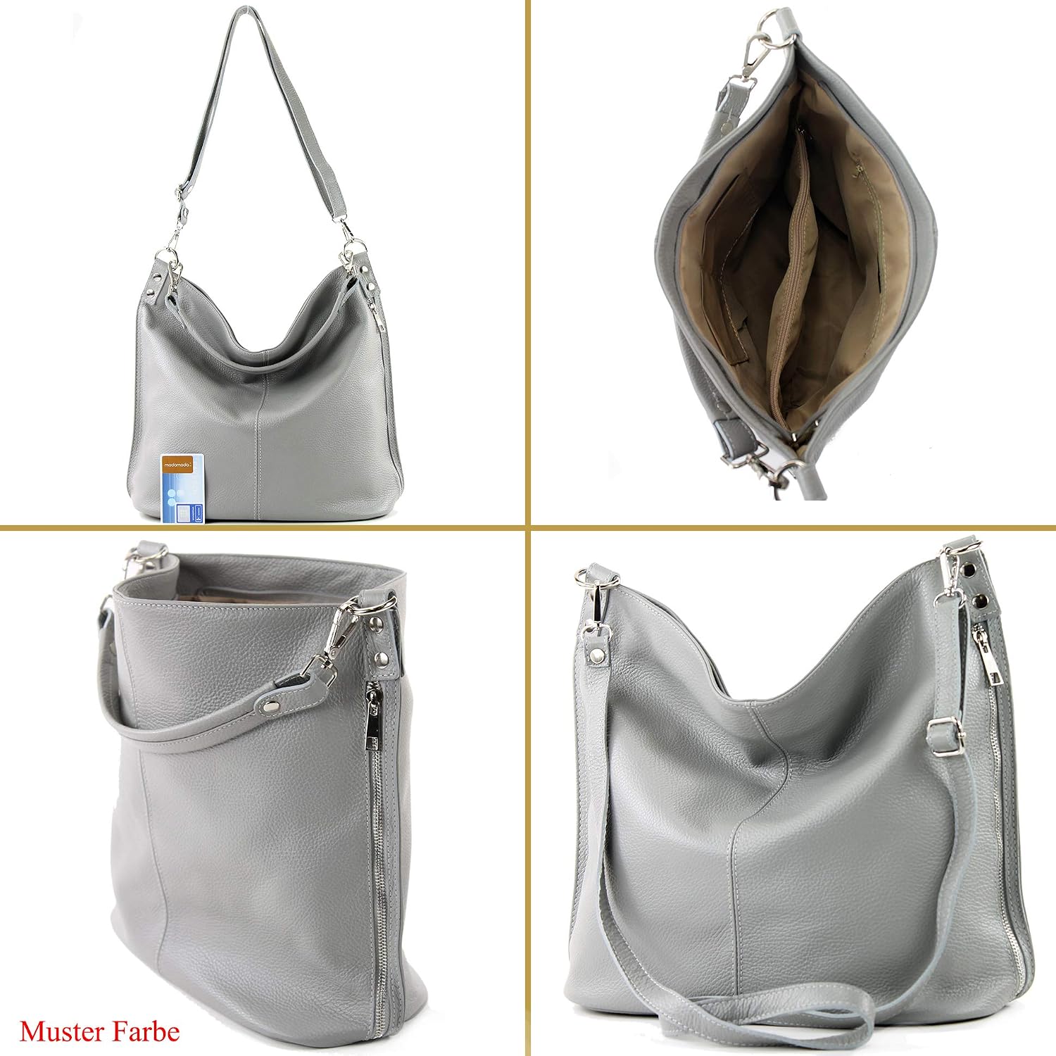 modamoda de - T177 - Italian Women's Leather Shoulder Bag – Bild 4