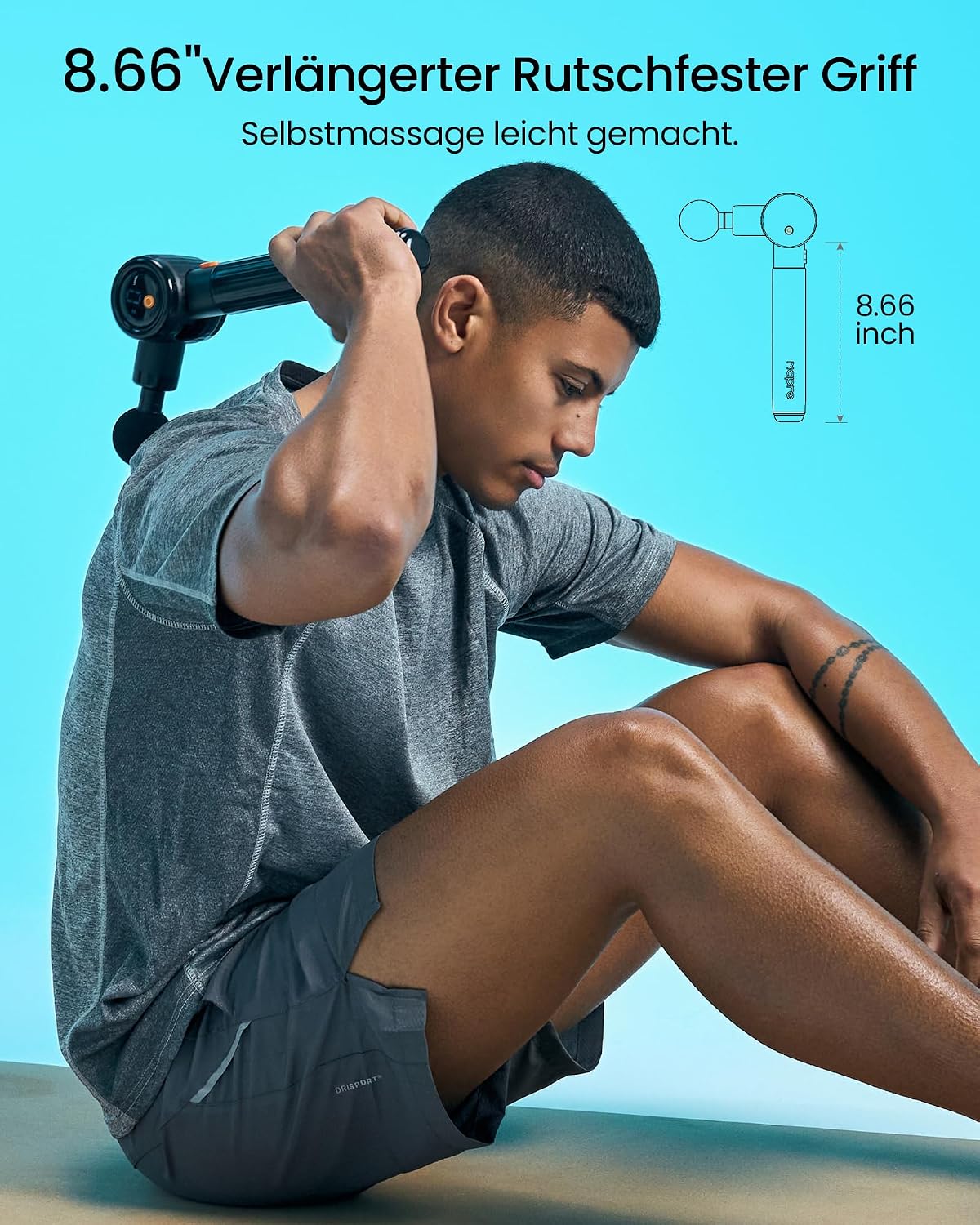 NAPRE Massage Gun with Heat and Cold, Massage Gun with Extension Handle, Adjustable Angles, Muscle Percussion Massager for Back, Neck, Body Relaxation, 6 Heads and Case – Bild 9