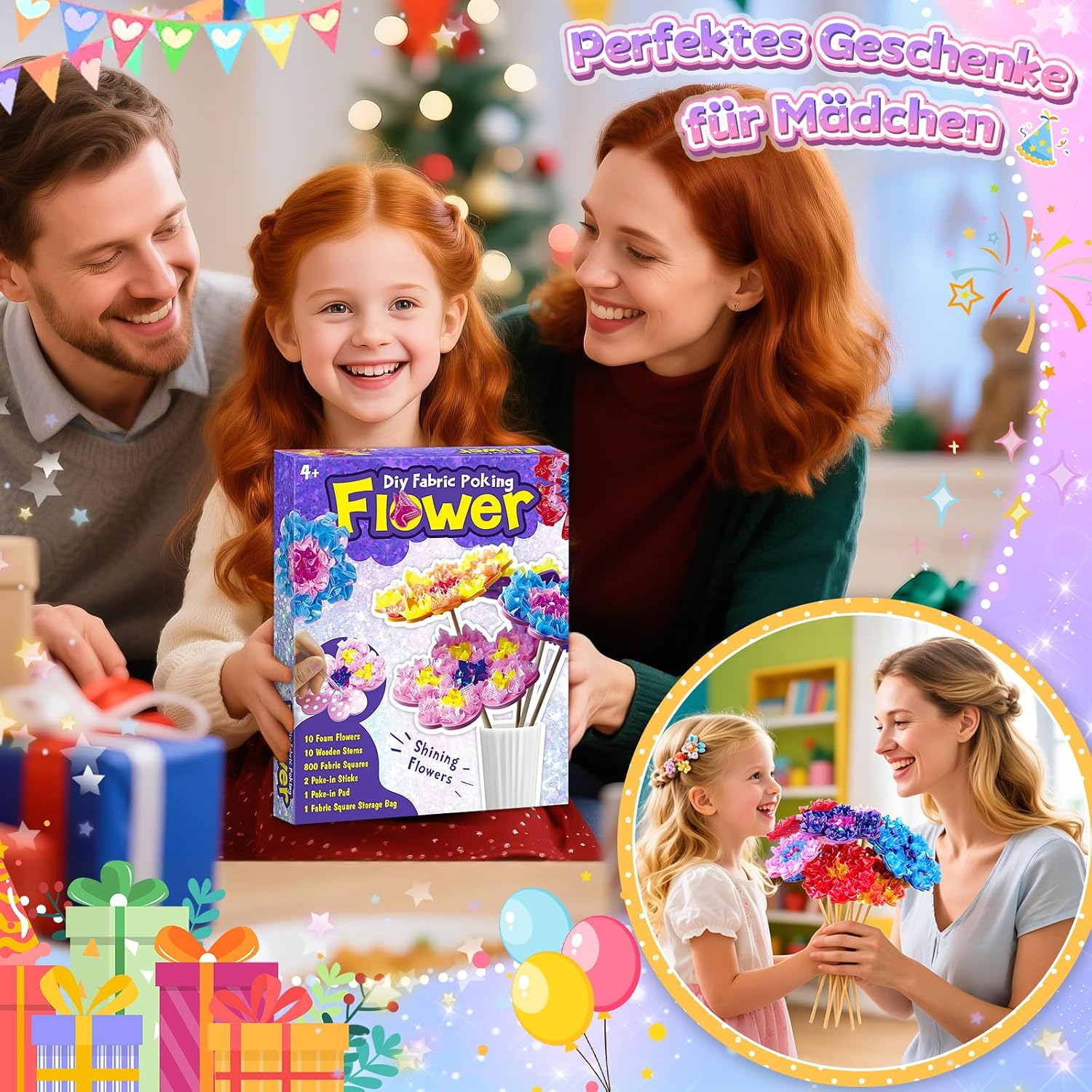 Gift Girls 5 6 7 8 Years Creative Flowers Craft Set Children from 6-8 Years – Bild 6