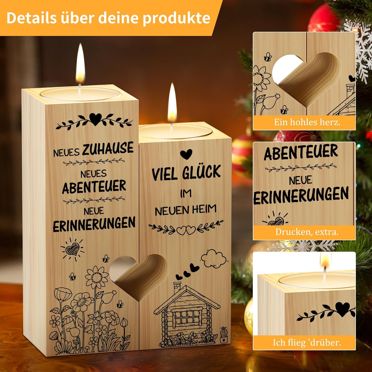 Funnli Housewarming Gifts Apartment, Candle Holder Gift for Housewarming New Apartment Topping-Out Party, New Home Gift for Women Men – Bild 3