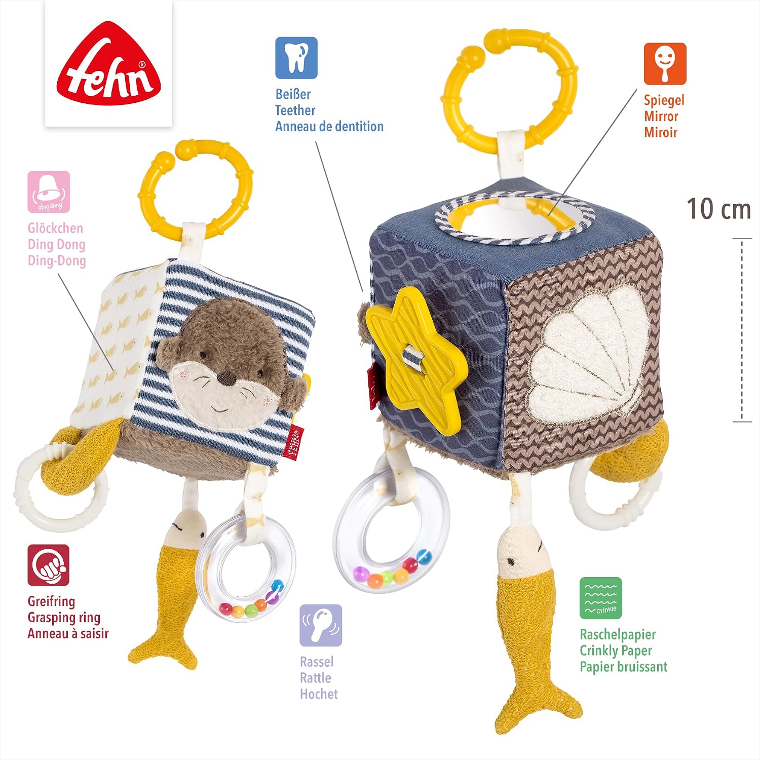 Fehn Otter Activity Cube - Motor Skills Toy with Hanging Grips - For Babies – Bild 4