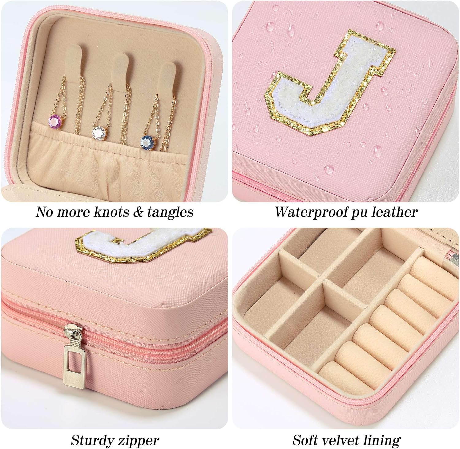 TINGN Jewellery Box Girls, Travel Jewellery Storage Pink Jewellery Box Letters L Jewellery Box Children Personalised Jewellery Storage Personalised Gifts for Women Girls Children – Bild 5