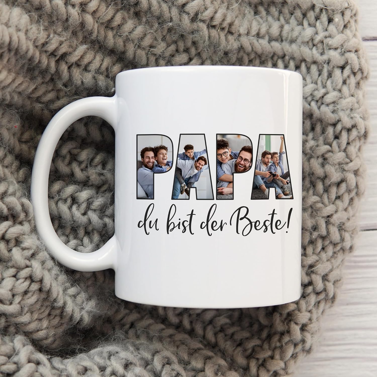 Herz & Heim Best Dad Mug Personalised Creative Photo Mug with 4 Own Pictures for the Best Dad Easy Design Gift Father Birthday – Bild 6