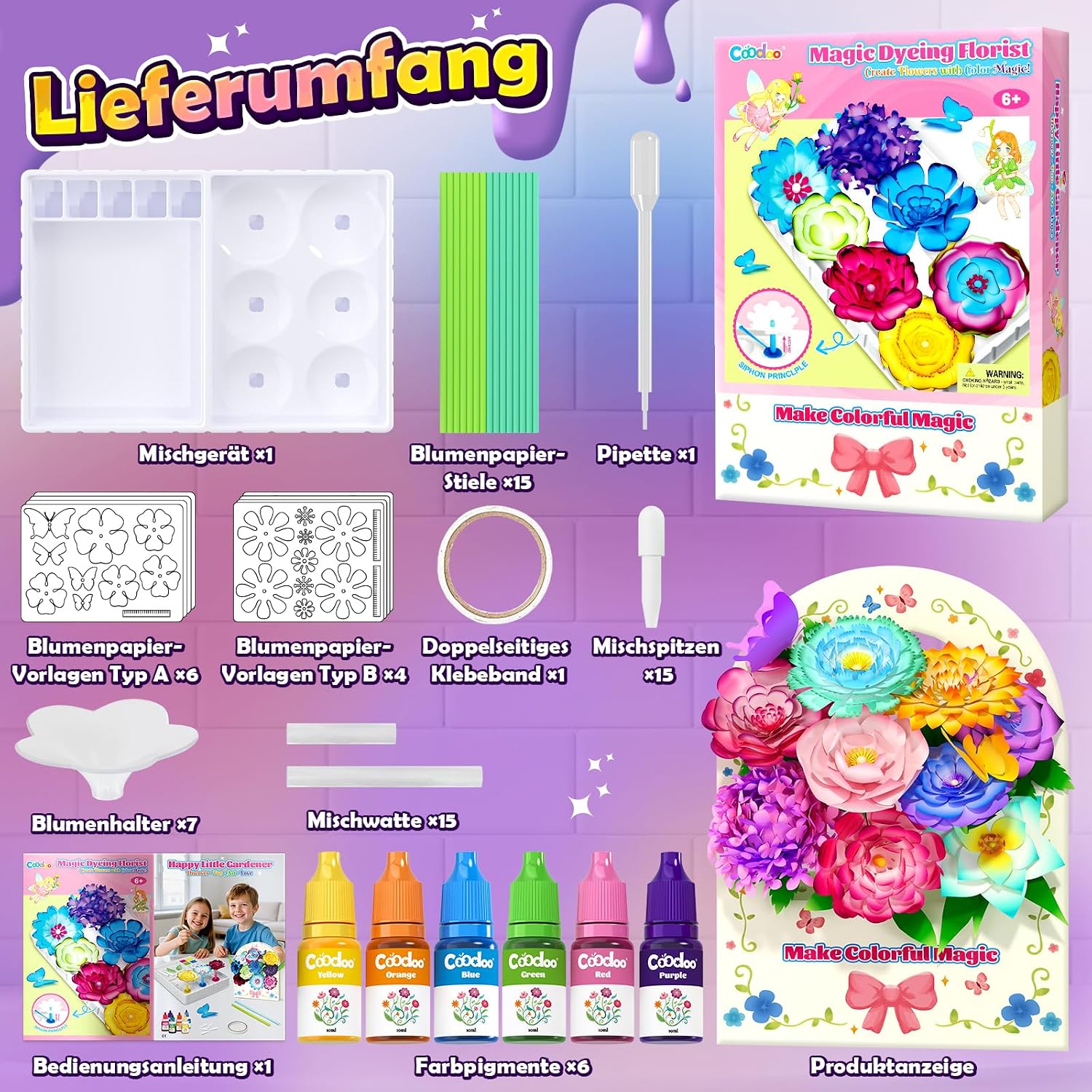 DIY Creative Flower Craft Set Children Magic Dyeing Floristry Craft Set – Bild 9