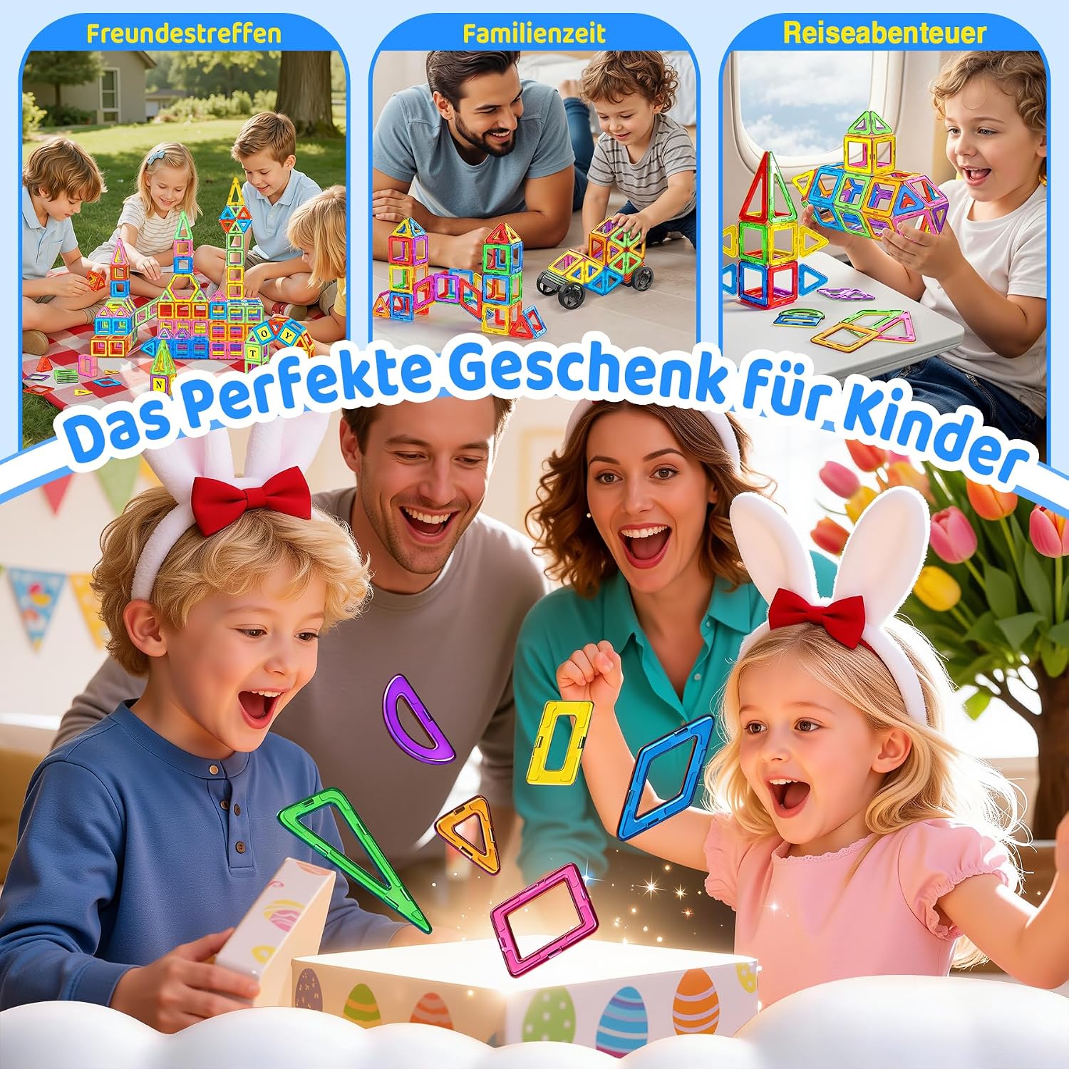 WOOBLO Magnetic Building Blocks for Children, 136 Pieces Magnetic Building – Bild 8