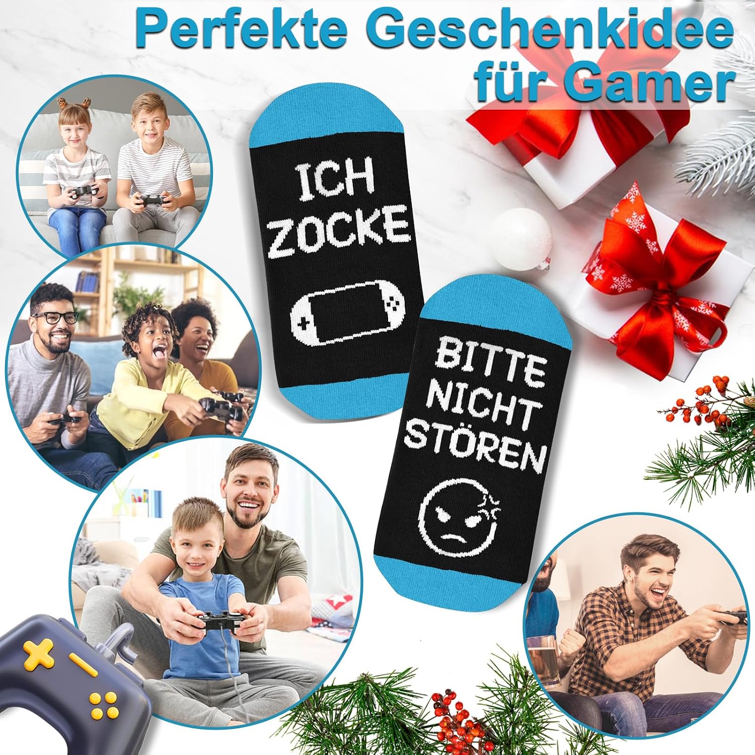 Funny Socks Gambling with Saying "Bitte NICHT STÖREN ICH ZOCKE, Gamer Gift for Boys and Women, Gaming Socks, Funny Gifts for Men, Christmas, Birthday – Bild 6