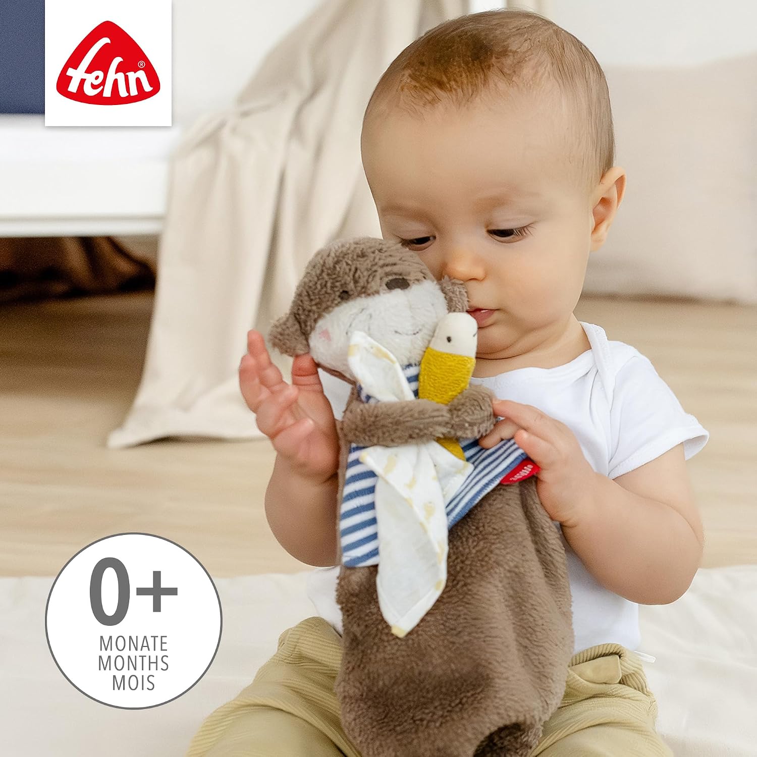 Fehn Otter Comforter - Playmate, Sleep Aid & Stuffed Toy Comforter with Otter Head for Gripping, Feeling, Cuddling and Loving for Babies and Toddlers from 0+ Months – Bild 3