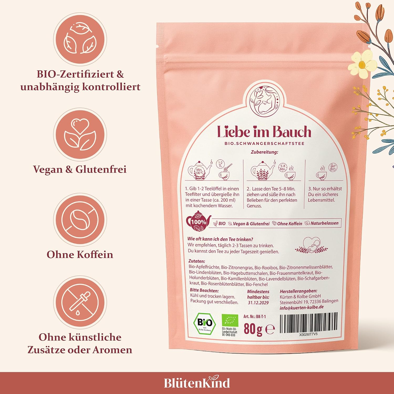 BlütenKind Organic Pregnancy Tea Love in the Stomach | For All Trimesters – Bild 5