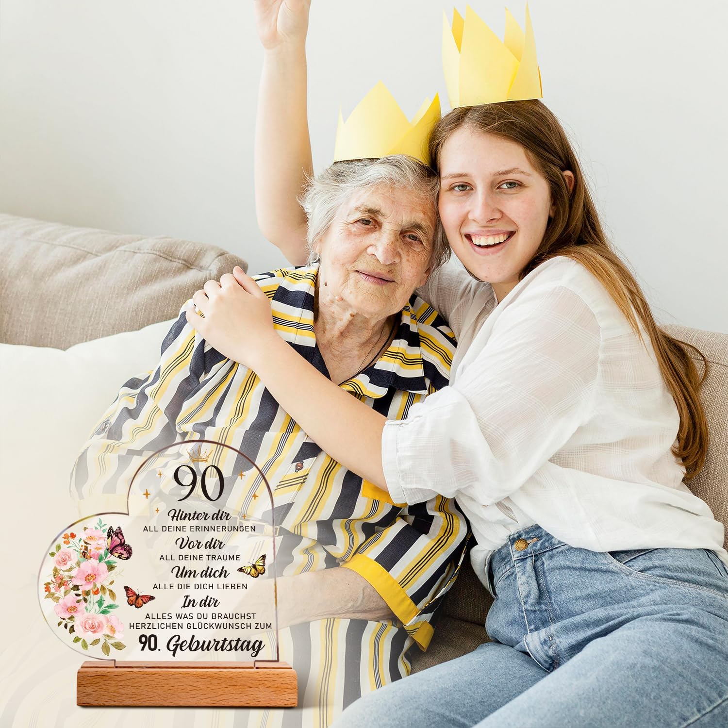 Gifts for 90th Birthday Woman - Acrylic Plaque with Inspirational Engraving – Bild 3